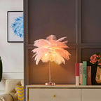 FeatherGlow Decorative Feather Table Lamp with Remote Control