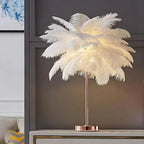 FeatherGlow Decorative Feather Table Lamp with Remote Control