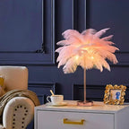 FeatherGlow Decorative Feather Table Lamp with Remote Control