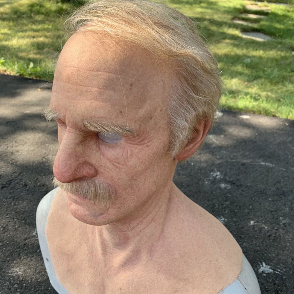 Articulated Senior Character Latex Mask with Moving Jaw