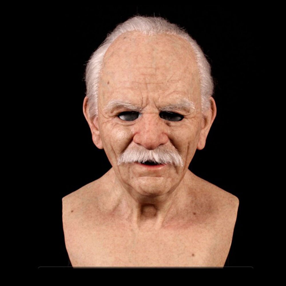 Articulated Senior Character Latex Mask with Moving Jaw