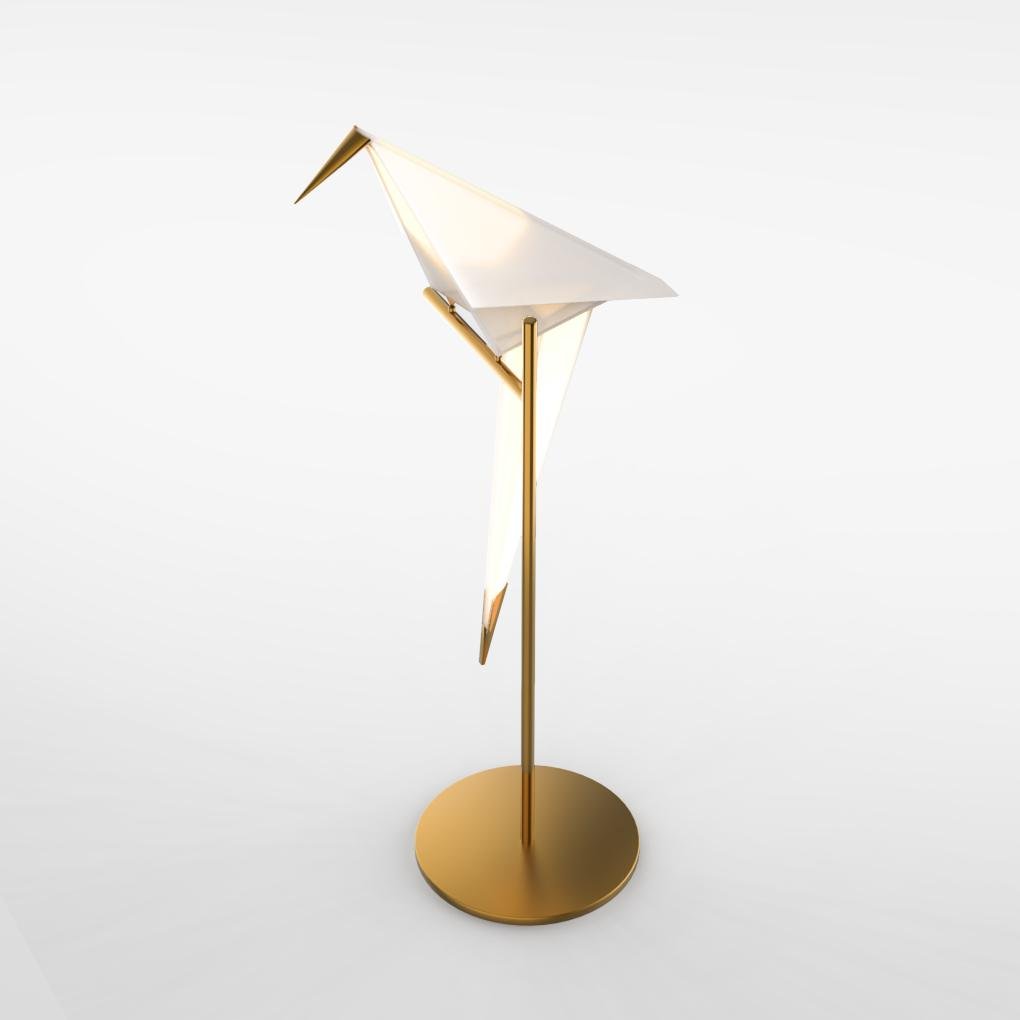 GrueLumi Lampe de Table Design Origami Doré
