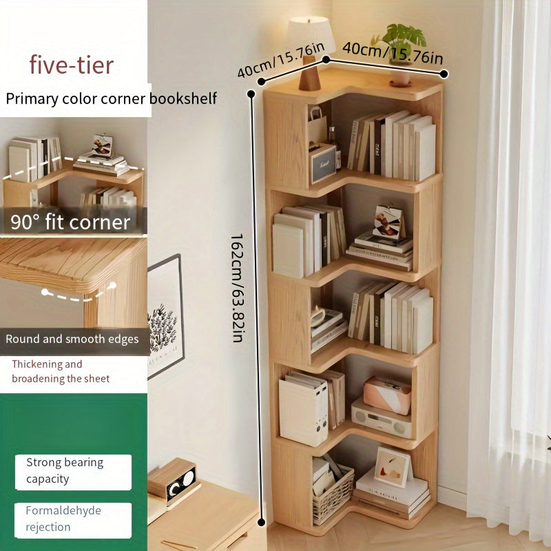 Solid Wood Corner Storage Shelf Unit 162cm