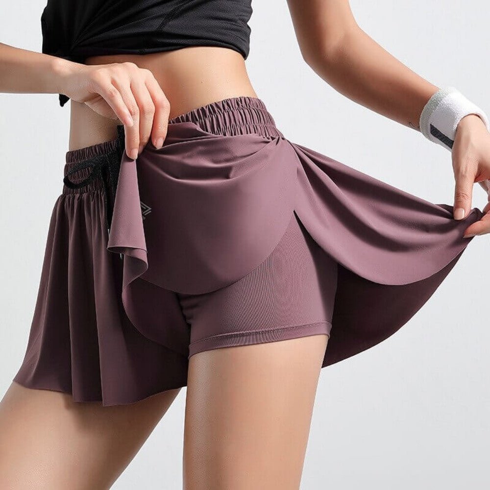 ActiveFlow Women's Sports Skirt with Built In Shorts and Drawstring