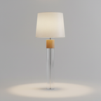 Glass and Wood Floor Lamp