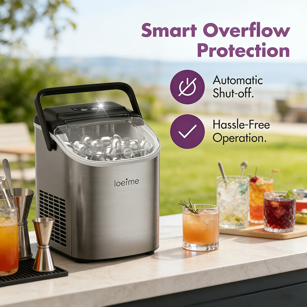 CrystalChill Countertop Ice Maker | Portable Ice Cube Machine 22kg/24H