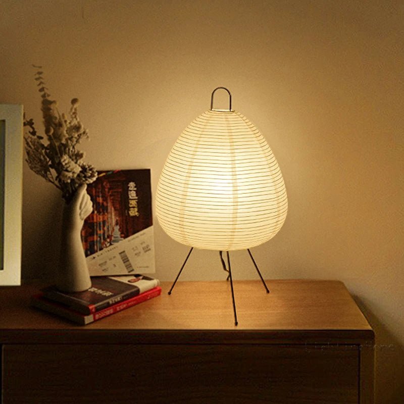 Japandi LED Table Lamp with Rice Paper - Oval Design