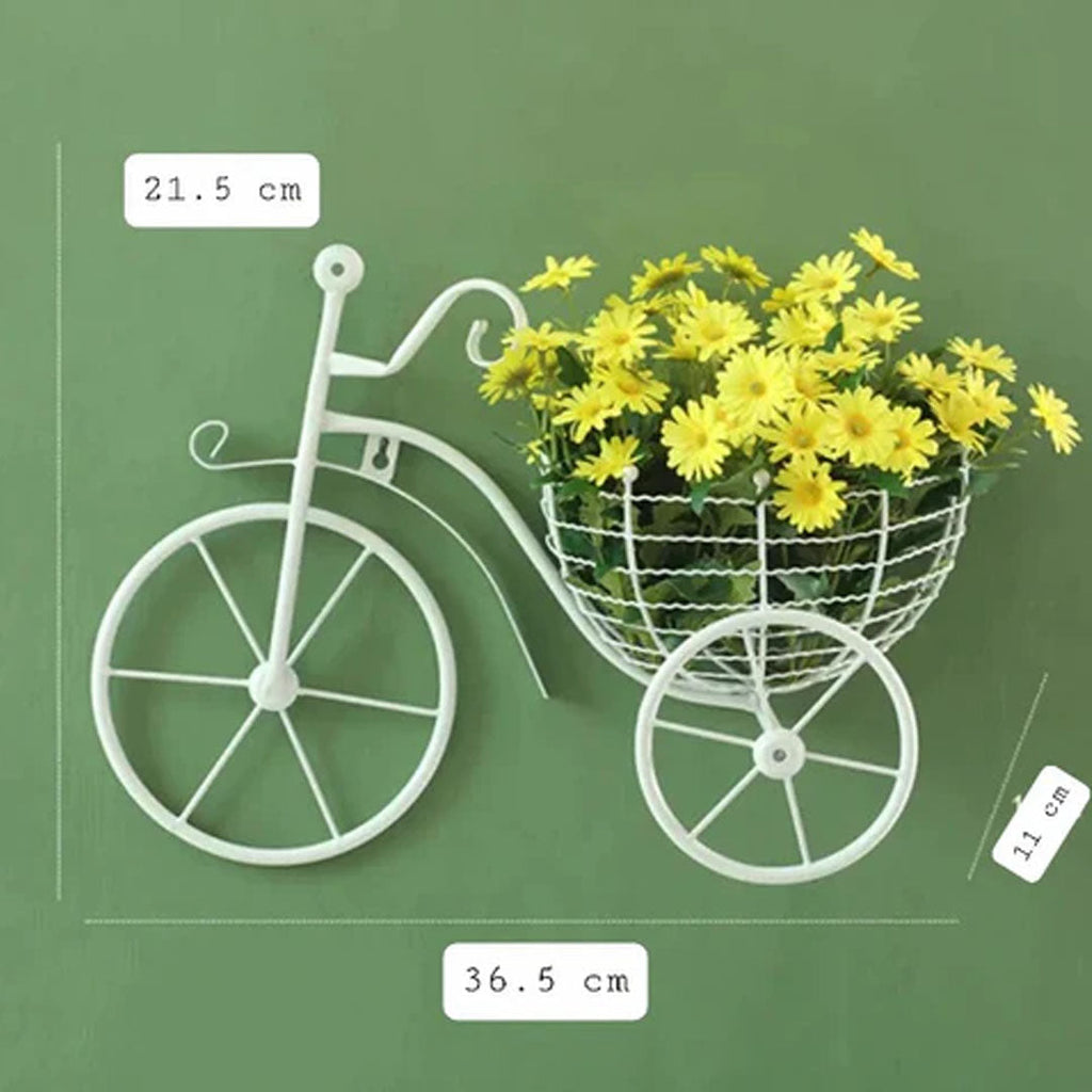 BloomCycle Wall-Mounted Bicycle Flower Basket Decorative Wall Holder