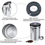 Premium Airtight Coffee Bean Storage Canister with CO2 Valve and Date Tracker