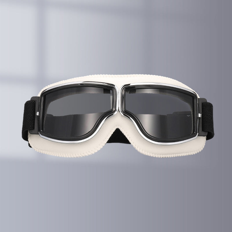 Retro Aviator Over-Glasses Motorcycle Goggles – Leather Foldable Design