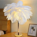 FeatherGlow Decorative Feather Table Lamp with Remote Control