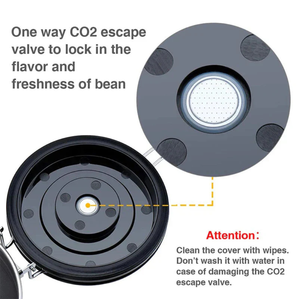 Premium Airtight Coffee Bean Storage Canister with CO2 Valve and Date Tracker
