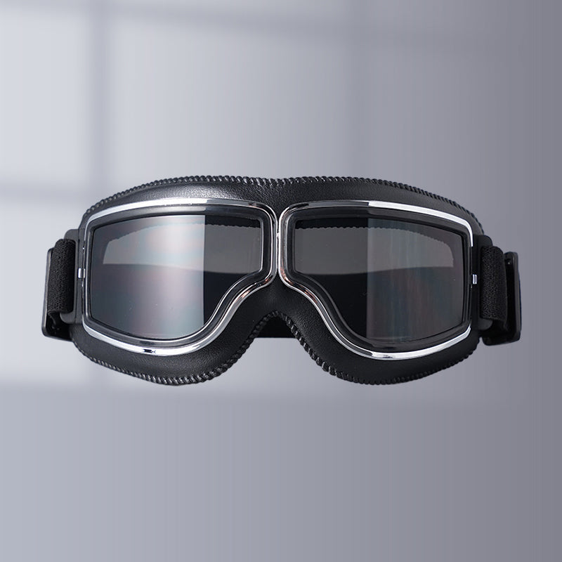 Retro Aviator Over-Glasses Motorcycle Goggles – Leather Foldable Design