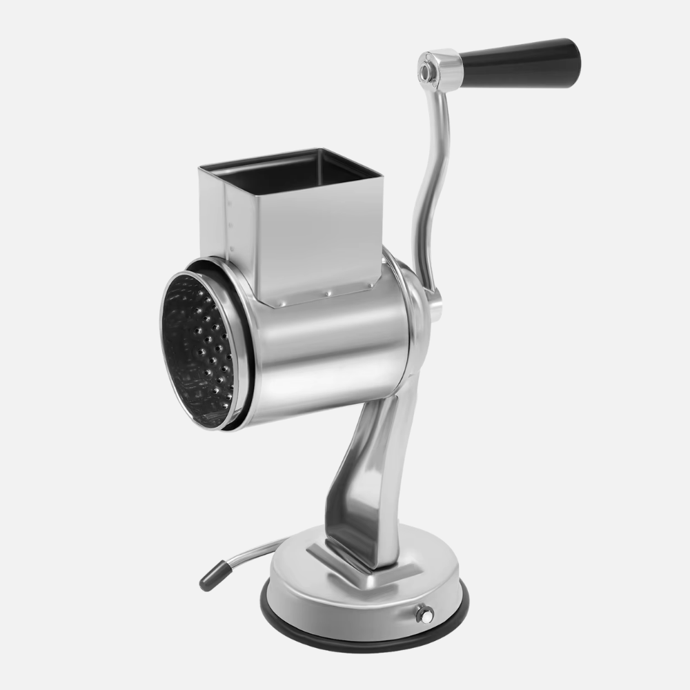 Premium Rotary Drum Grater with Five Interchangeable Blades and Suction Base