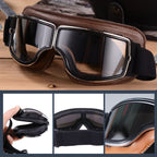 Retro Aviator Over-Glasses Motorcycle Goggles – Leather Foldable Design