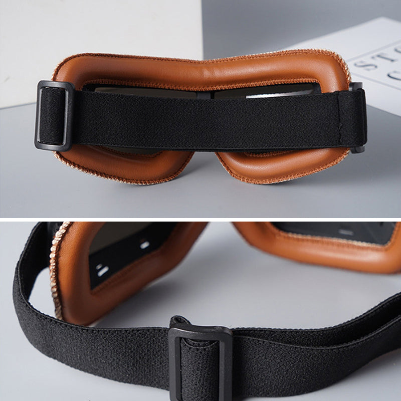 Retro Aviator Over-Glasses Motorcycle Goggles – Leather Foldable Design