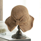 Wide Brim Summer Hat with Bow Detail - Breathable Sun Protection