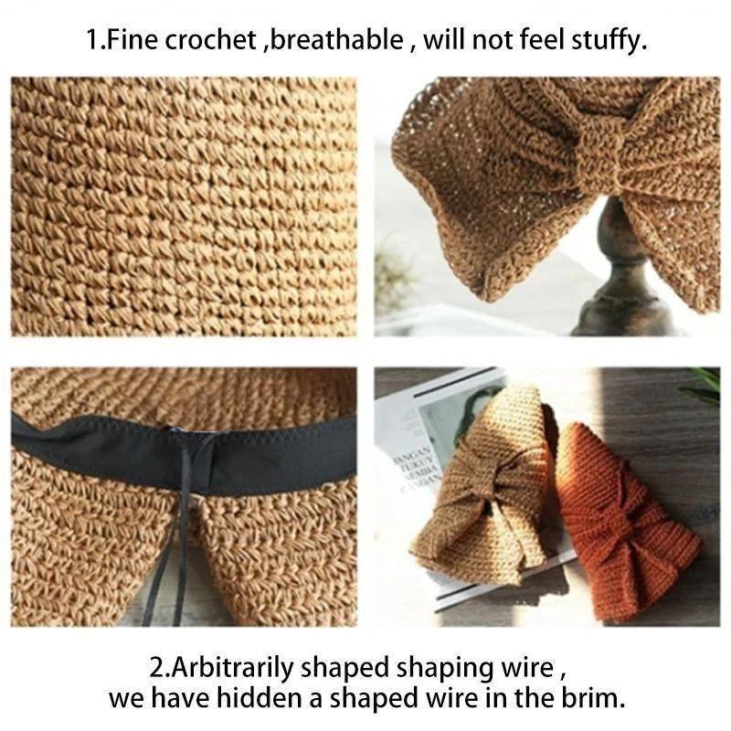 Wide Brim Summer Hat with Bow Detail - Breathable Sun Protection