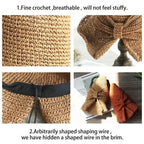 Wide Brim Summer Hat with Bow Detail - Breathable Sun Protection