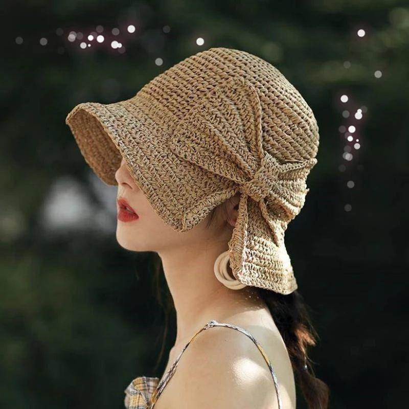 Wide Brim Summer Hat with Bow Detail - Breathable Sun Protection