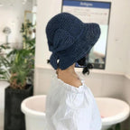 Wide Brim Summer Hat with Bow Detail - Breathable Sun Protection
