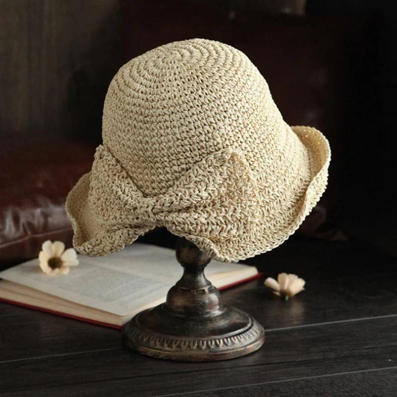 Wide Brim Summer Hat with Bow Detail - Breathable Sun Protection
