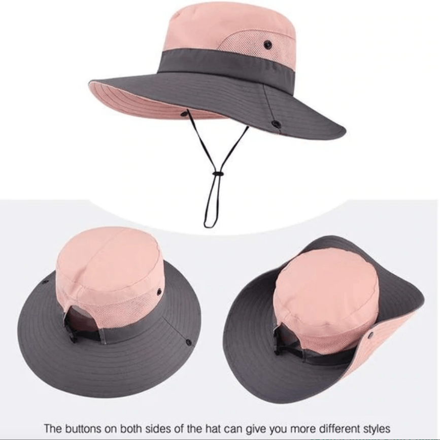 Adjustable Wide-Brim UV Protection Sun Hat with Ponytail Slot