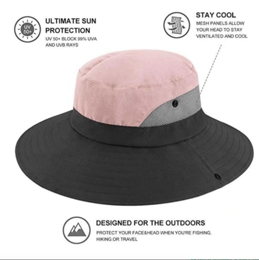 Adjustable Wide-Brim UV Protection Sun Hat with Ponytail Slot