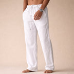 LinenVale Men's Drawstring Straight Leg Linen Trousers