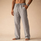 LinenVale Men's Drawstring Straight Leg Linen Trousers