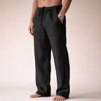 LinenVale Men's Drawstring Straight Leg Linen Trousers