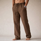 LinenVale Men's Drawstring Straight Leg Linen Trousers