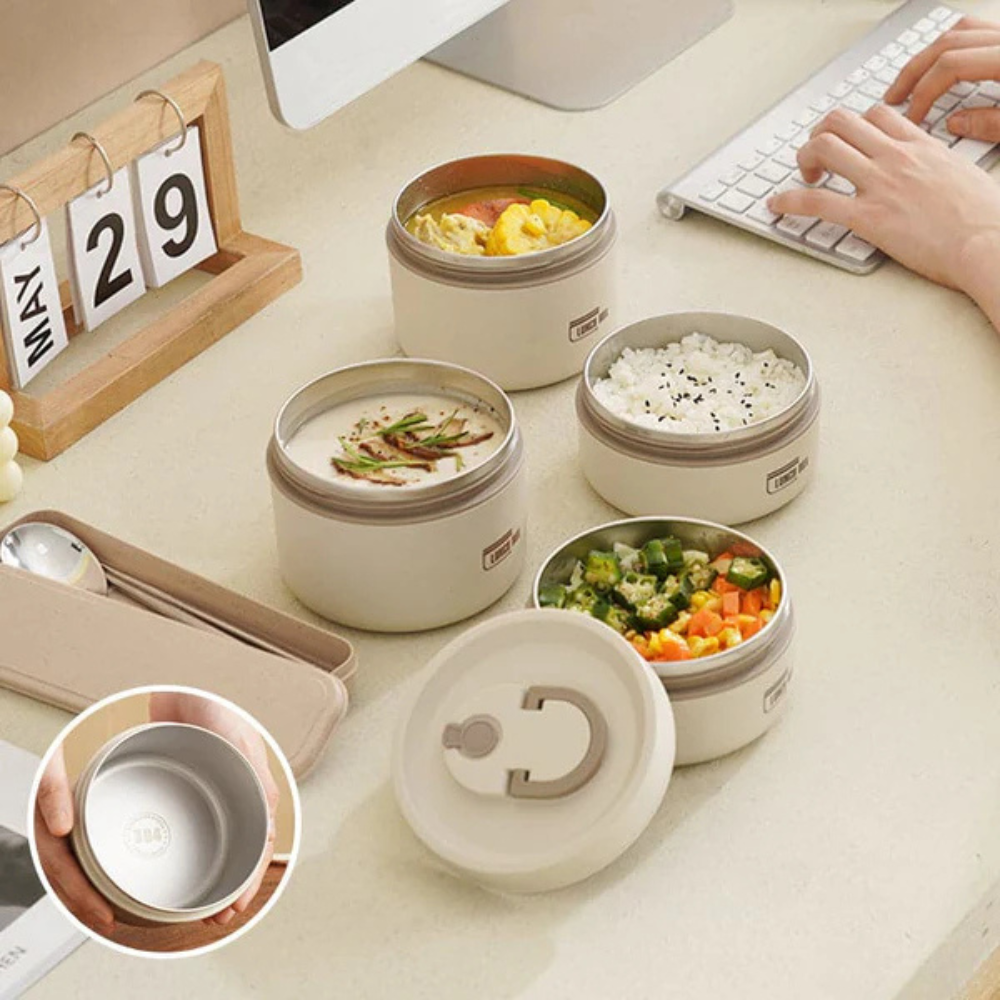 ThermalLock Stainless Steel Double-Wall Insulated Food Container with Leak-Resistant Seal