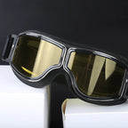 Retro Aviator Over-Glasses Motorcycle Goggles – Leather Foldable Design