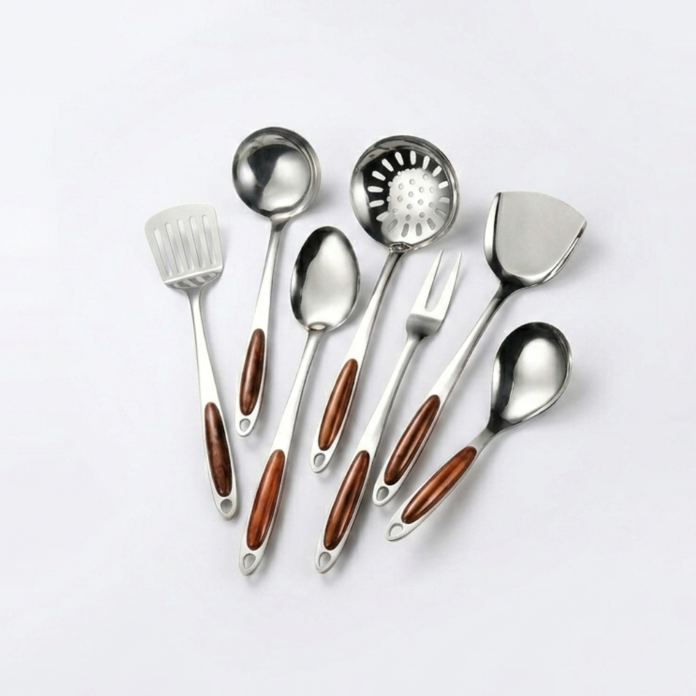 Professional Stainless Steel Cooking Utensil Set - 7 Piece Kitchen Tools