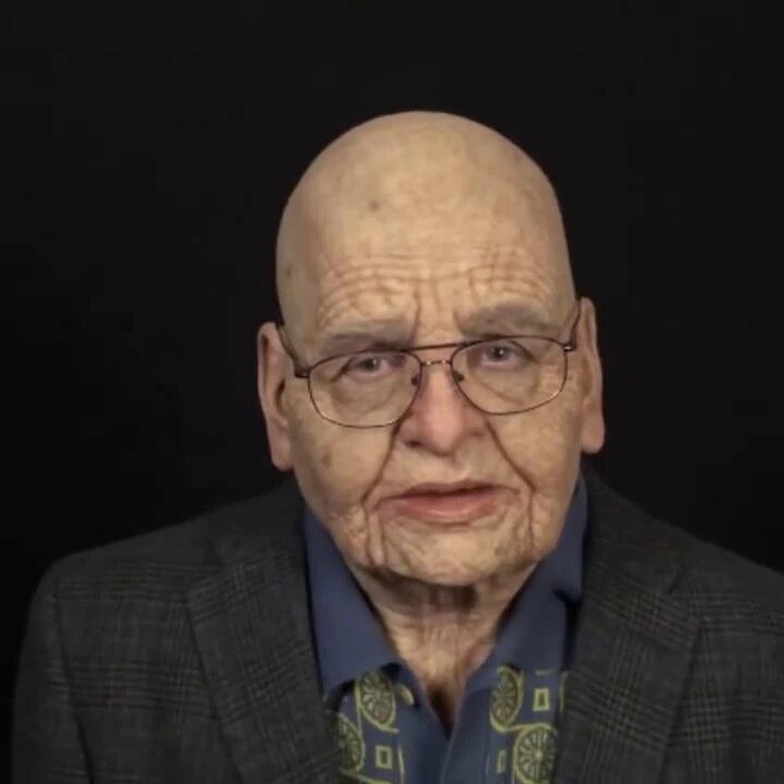 Articulated Senior Character Latex Mask with Moving Jaw