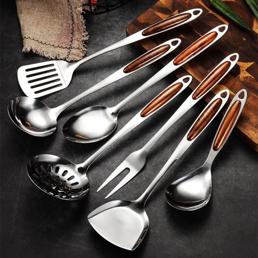 Professional Stainless Steel Cooking Utensil Set - 7 Piece Kitchen Tools