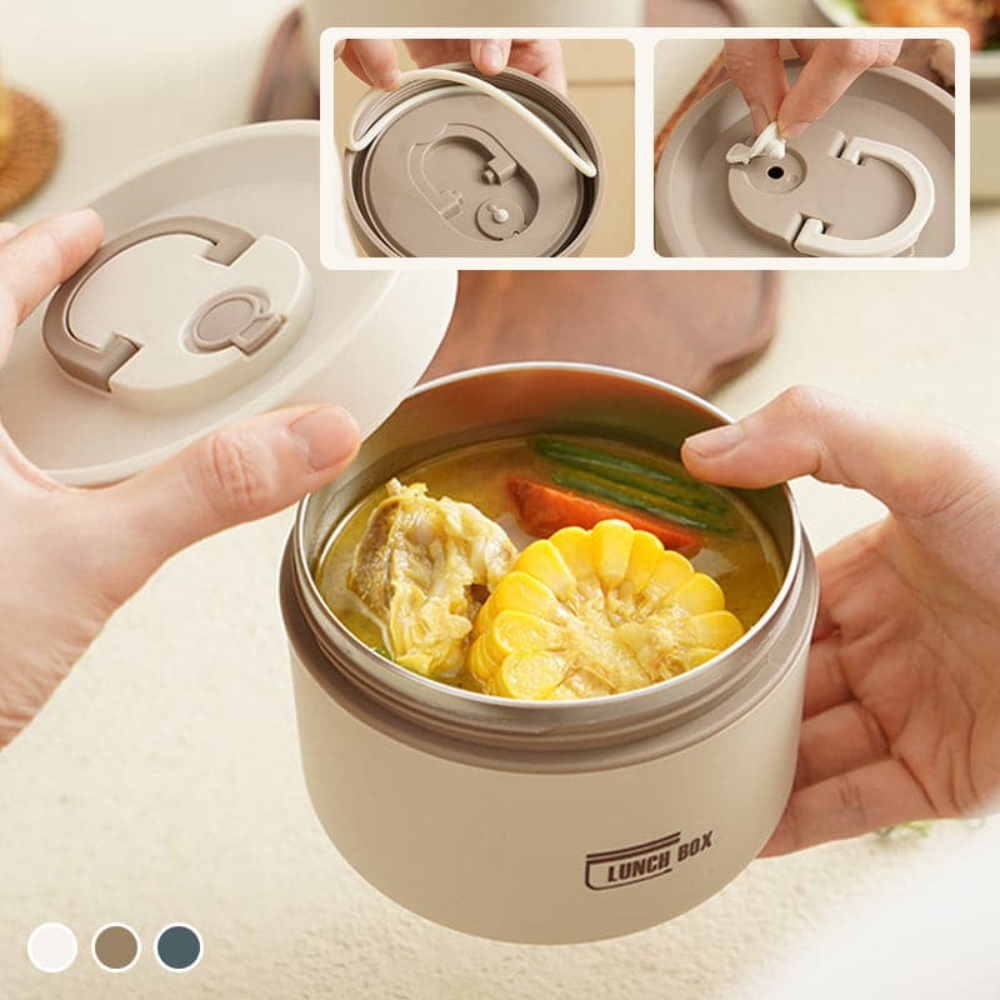 ThermalLock Stainless Steel Double-Wall Insulated Food Container with Leak-Resistant Seal