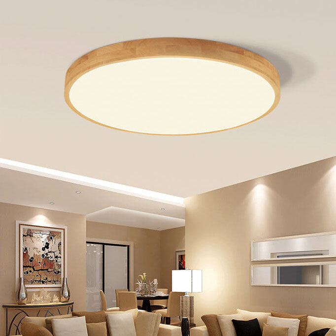NordHaven Wood LED Flush Mount Ceiling Light for Living Room and Bedroom