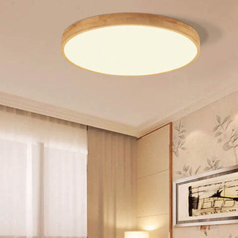 NordHaven Wood LED Flush Mount Ceiling Light for Living Room and Bedroom