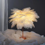 FeatherGlow Decorative Feather Table Lamp with Remote Control