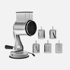 Premium Rotary Drum Grater with Five Interchangeable Blades and Suction Base