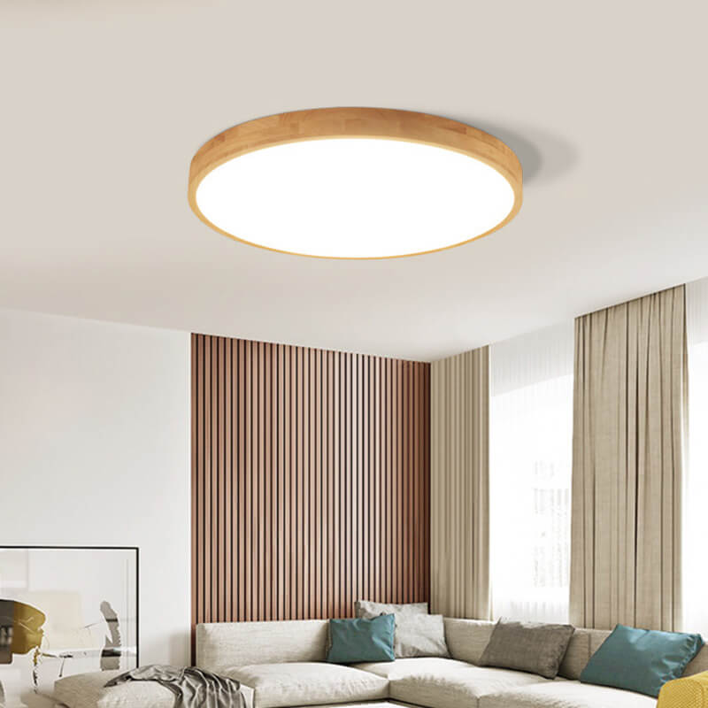 NordHaven Wood LED Flush Mount Ceiling Light for Living Room and Bedroom