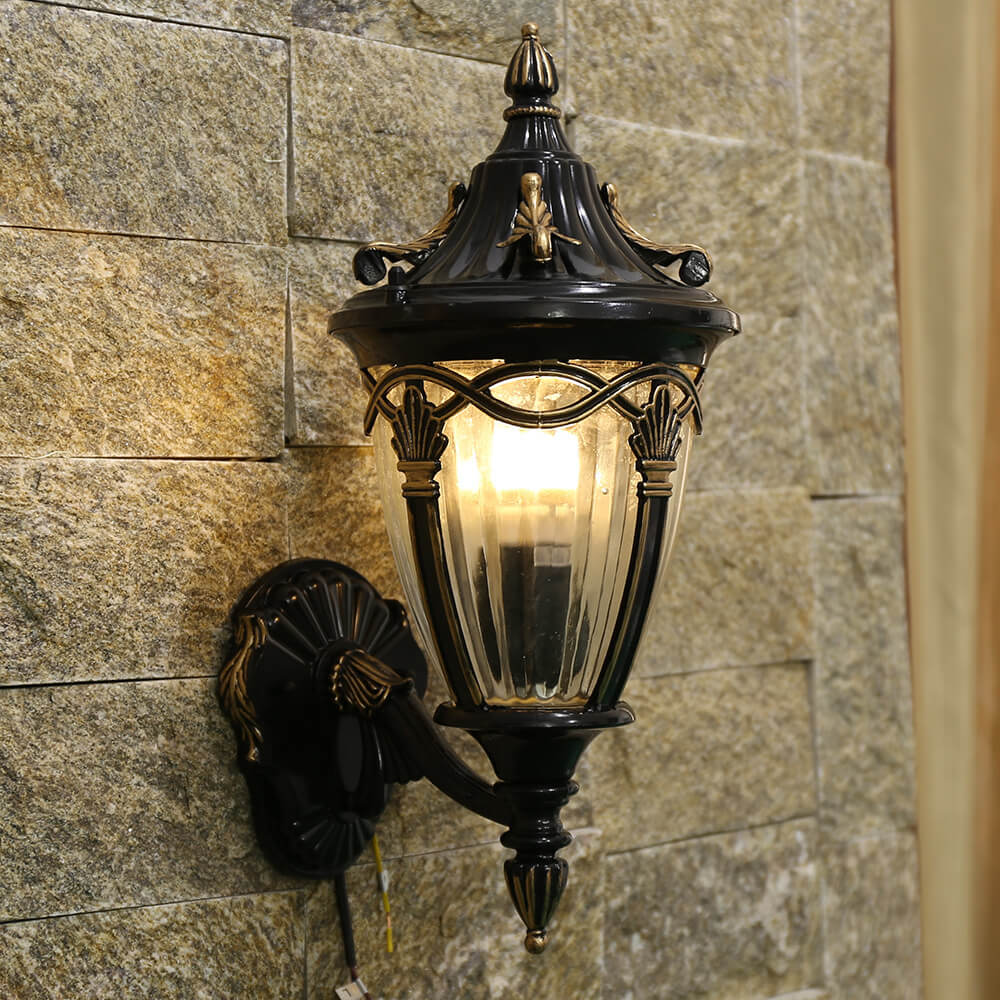 Bellezza Vintage Waterproof Outdoor Wall Light in Wood & Metal