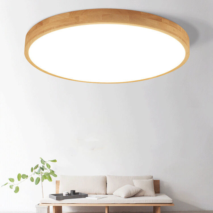 NordHaven Wood LED Flush Mount Ceiling Light for Living Room and Bedroom