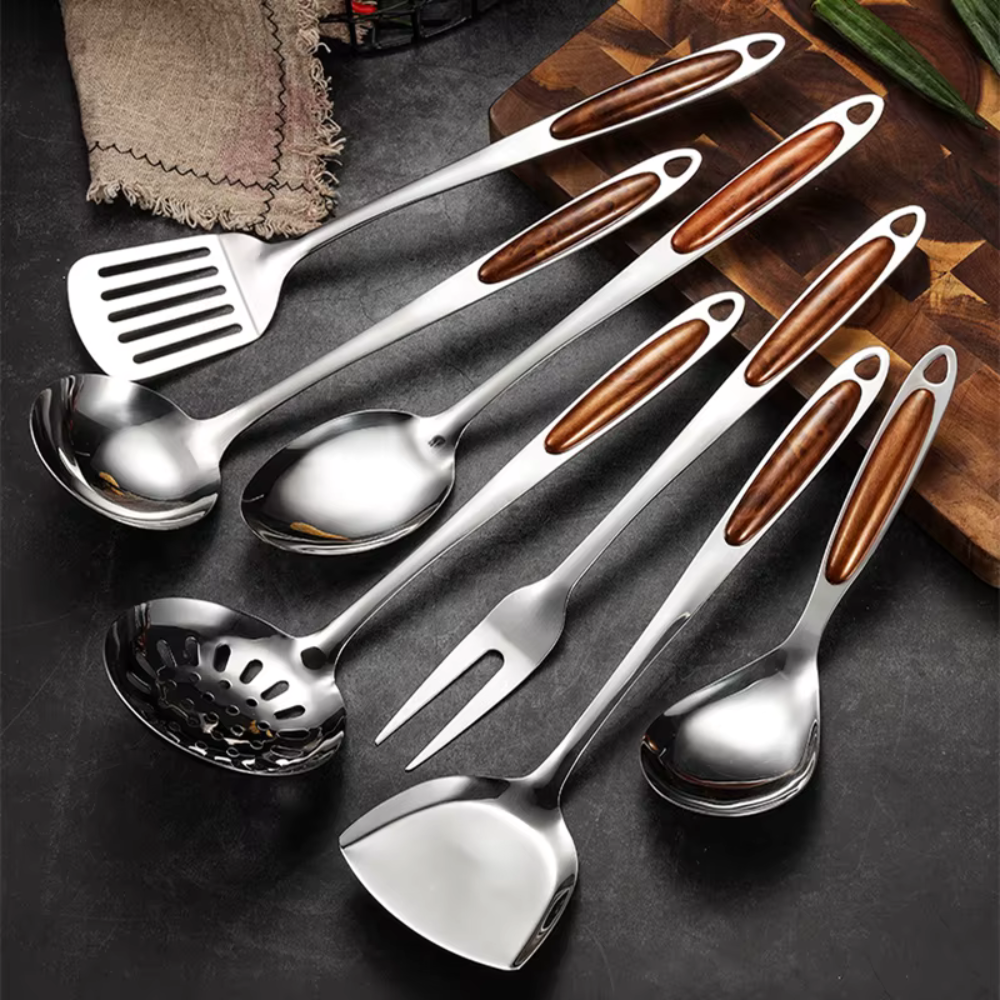 Professional Stainless Steel Cooking Utensil Set - 7 Piece Kitchen Tools