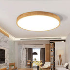 NordHaven Wood LED Flush Mount Ceiling Light for Living Room and Bedroom
