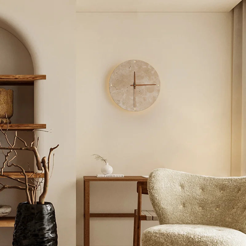 Natural Stone Backlit Wall Clock with LED Ambient Light - 9" or 11.8"