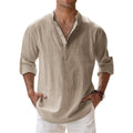 LinenCore Men's Long Sleeve Linen Henley Shirt