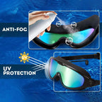 AquaVista Wide View Swim Goggles | Anti-Fog UV Protection Adult Goggles